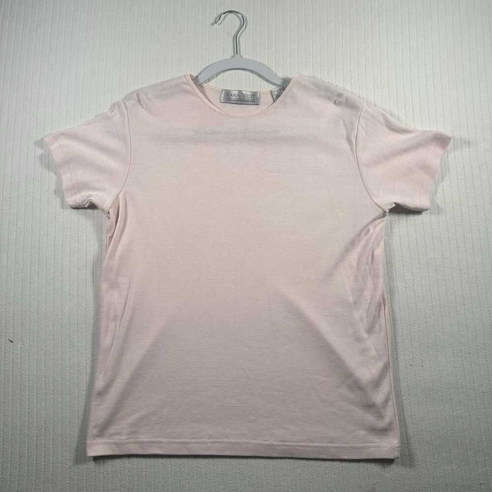 Karen Scott Women’s Small T-Shirt Light Pink Short Sleeve Crew Neck